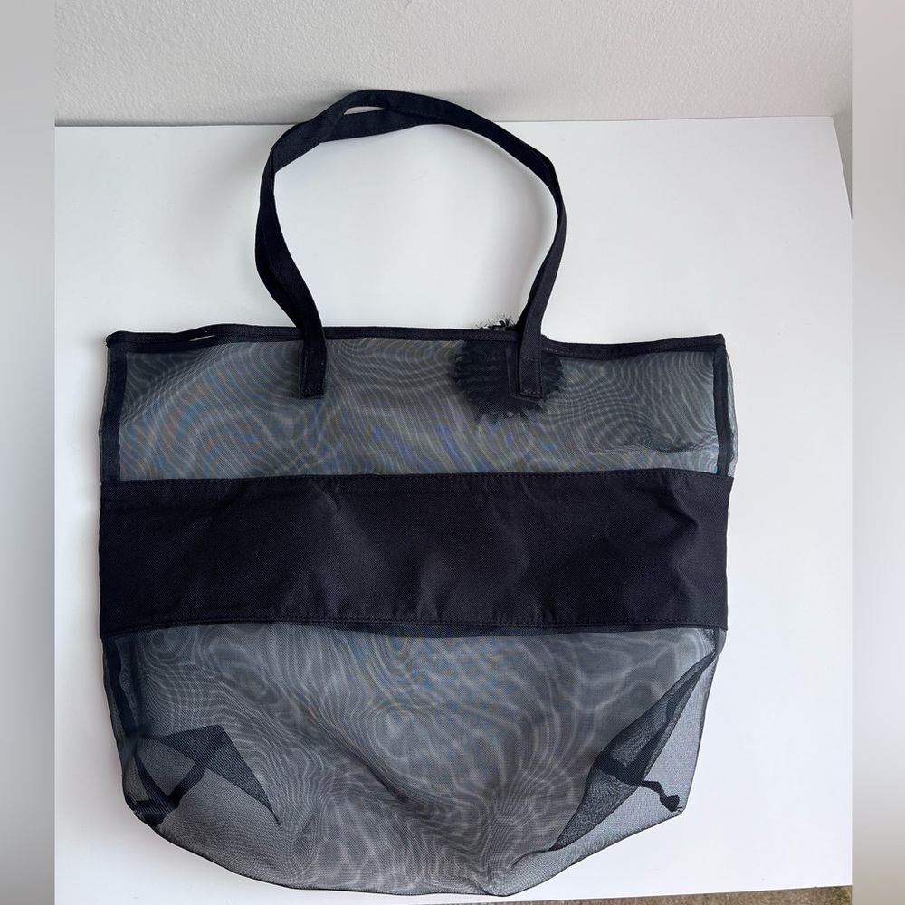 Lancôme Bag Black and White Bow Mesh Tote Bag - Picture 3 of 3